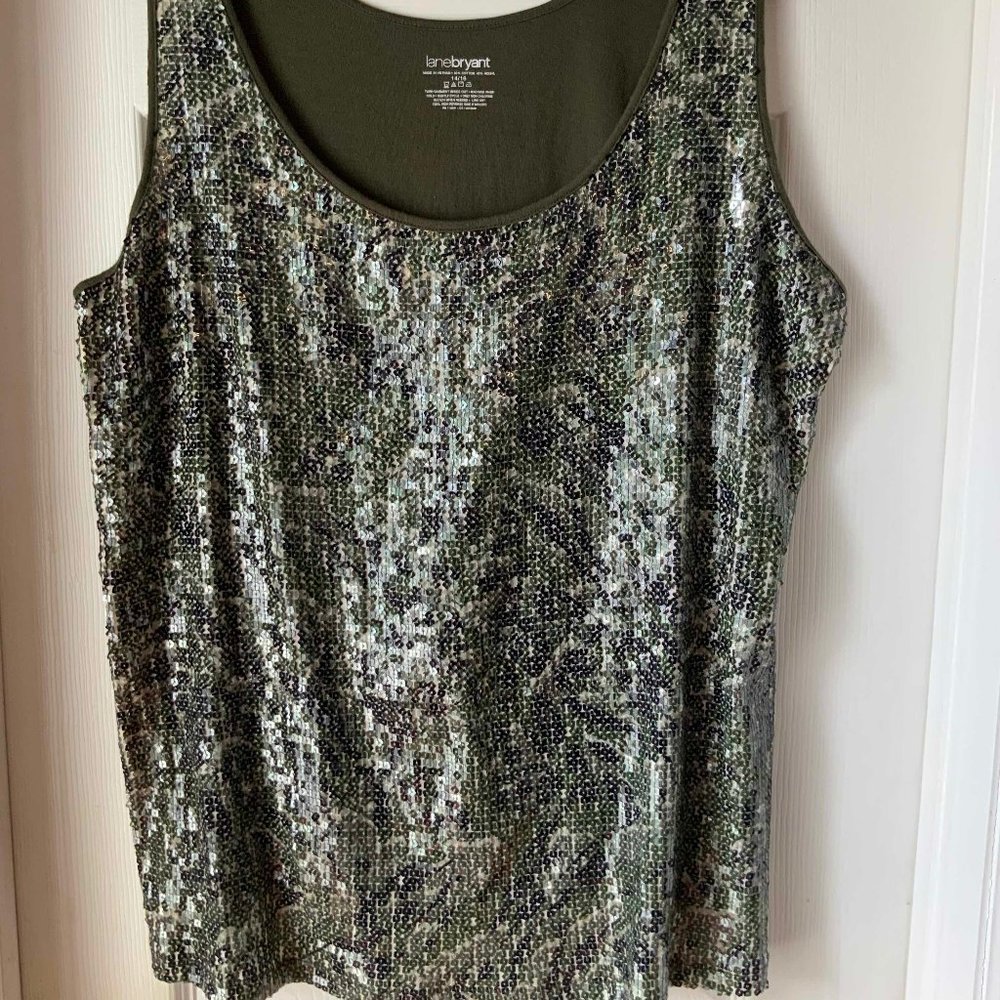Lane Bryant Camo Sequin Tank 14/16